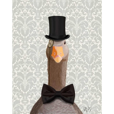 Distinguished Goose Gold Ornate Wood Framed Art Print with Double Matting by Fab Funky