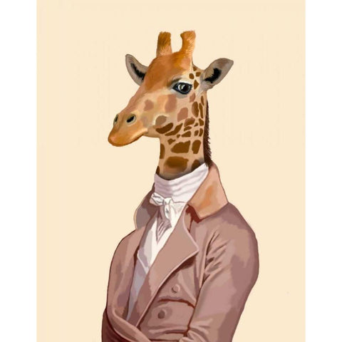 Regency Giraffe Gold Ornate Wood Framed Art Print with Double Matting by Fab Funky