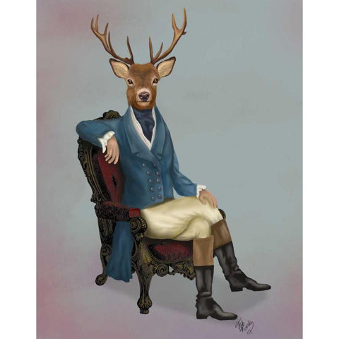 Distinguished Deer Full Black Modern Wood Framed Art Print with Double Matting by Fab Funky