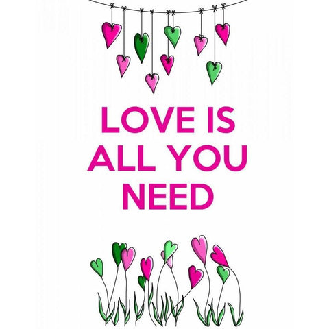 Love is all You Need Black Modern Wood Framed Art Print with Double Matting by Fab Funky