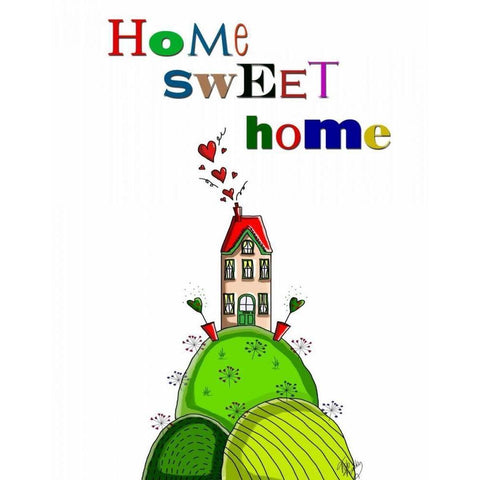 Home Sweet Home Black Modern Wood Framed Art Print with Double Matting by Fab Funky