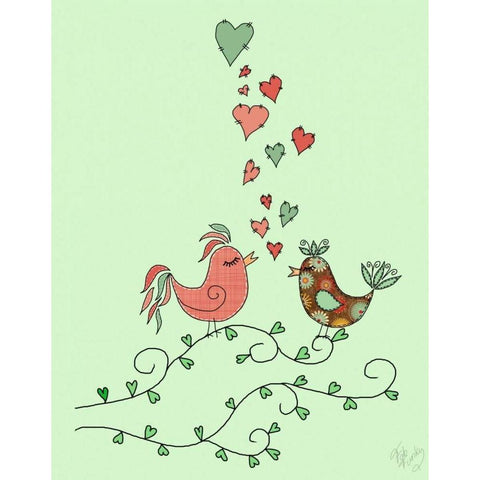 Love Birds Black Modern Wood Framed Art Print with Double Matting by Fab Funky