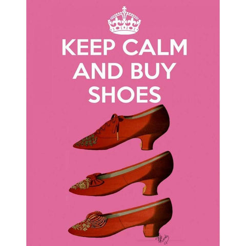 Keep Calm Buy Shoes Black Modern Wood Framed Art Print with Double Matting by Fab Funky