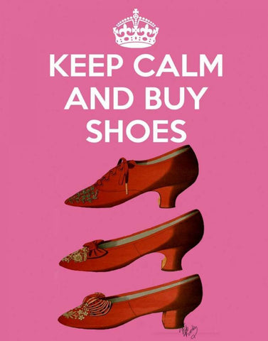 Keep Calm Buy Shoes White Modern Wood Framed Art Print with Double Matting by Fab Funky