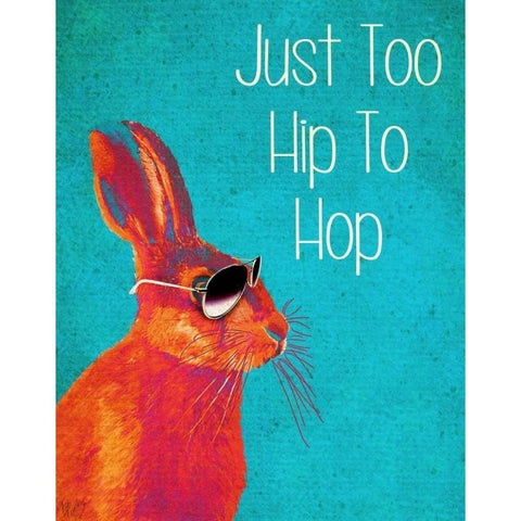 Too Hip To Hop Blue Gold Ornate Wood Framed Art Print with Double Matting by Fab Funky