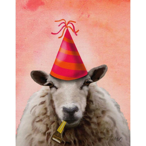 Party Sheep Black Modern Wood Framed Art Print with Double Matting by Fab Funky