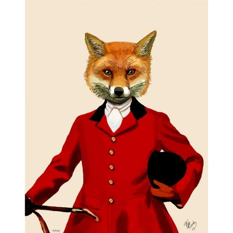 Fox Hunter 2 Portrait White Modern Wood Framed Art Print by Fab Funky