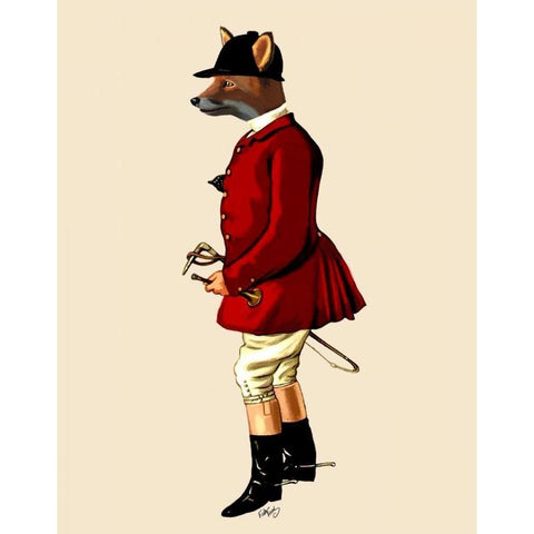 Fox Hunter 1 Black Modern Wood Framed Art Print by Fab Funky