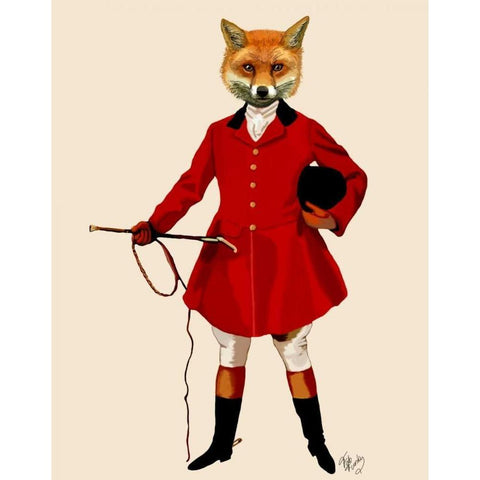 Fox Hunter 2 Full White Modern Wood Framed Art Print by Fab Funky