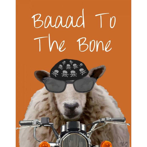 Baaad To the Bone White Modern Wood Framed Art Print by Fab Funky