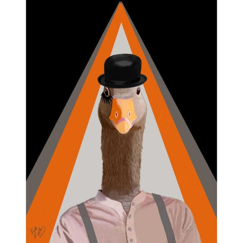 Clockwork Orange Goose White Modern Wood Framed Art Print by Fab Funky