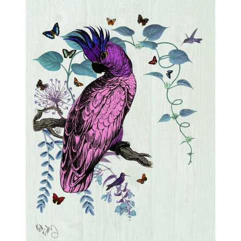 Pink Parrot White Modern Wood Framed Art Print by Fab Funky