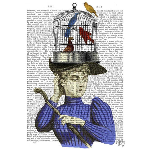 Woman with Birdcage Hat Gold Ornate Wood Framed Art Print with Double Matting by Fab Funky