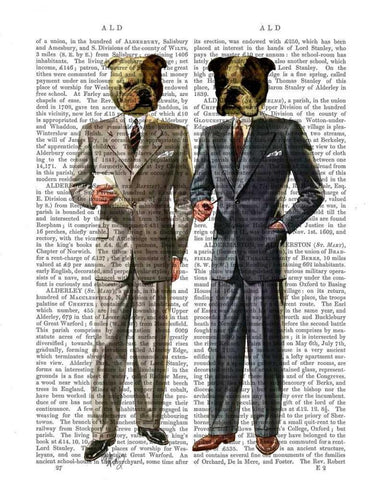 Bulldogs in Suits White Modern Wood Framed Art Print with Double Matting by Fab Funky