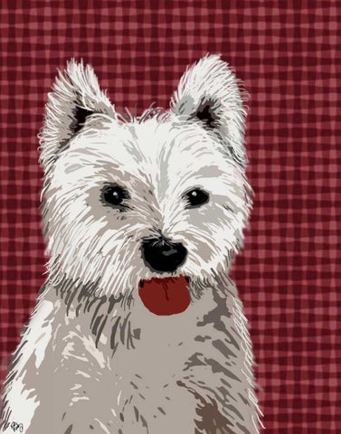 West Highland Terrier Plain White Modern Wood Framed Art Print with Double Matting by Fab Funky