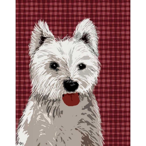 West Highland Terrier Plain Gold Ornate Wood Framed Art Print with Double Matting by Fab Funky