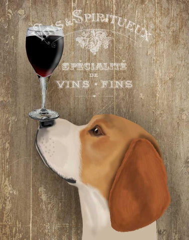 Dog Au Vin Beagle White Modern Wood Framed Art Print with Double Matting by Fab Funky