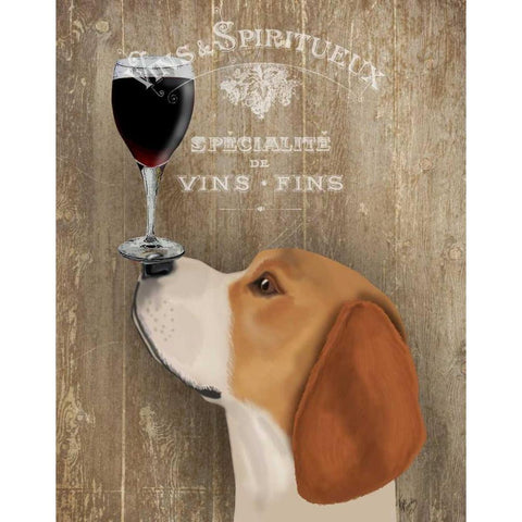 Dog Au Vin Beagle White Modern Wood Framed Art Print by Fab Funky