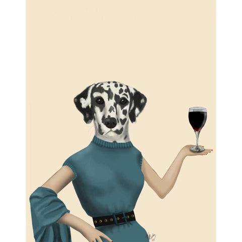 Dalmatian Wine Snob White Modern Wood Framed Art Print by Fab Funky