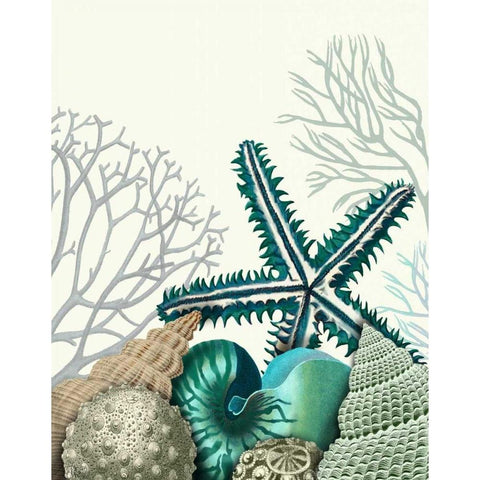 Starfish Under the Sea White Modern Wood Framed Art Print by Fab Funky