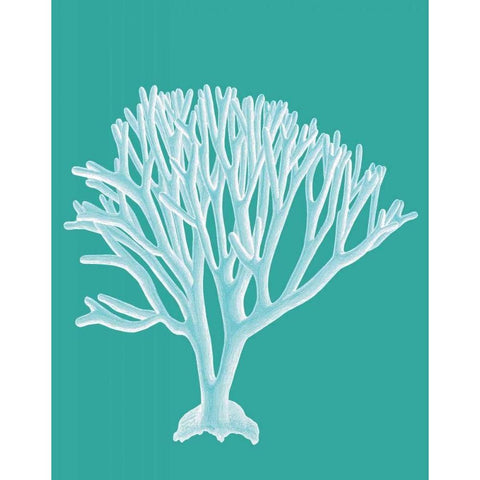 Coral 2 White on Turquoise Gold Ornate Wood Framed Art Print with Double Matting by Fab Funky