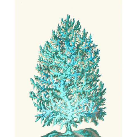 Coral Tree Turquoise on Cream Gold Ornate Wood Framed Art Print with Double Matting by Fab Funky