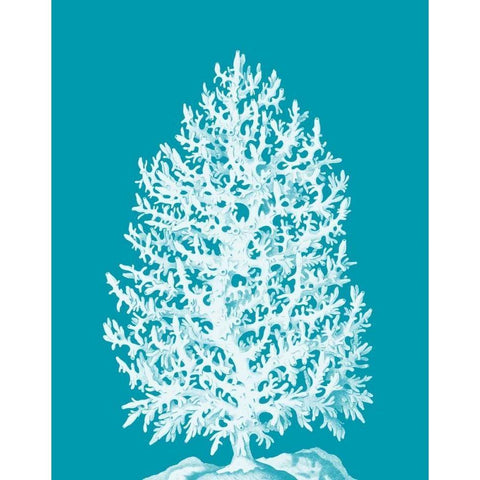 Coral Tree White on Sea Blue White Modern Wood Framed Art Print by Fab Funky