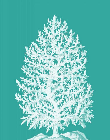 Coral Tree White on Turquoise White Modern Wood Framed Art Print with Double Matting by Fab Funky