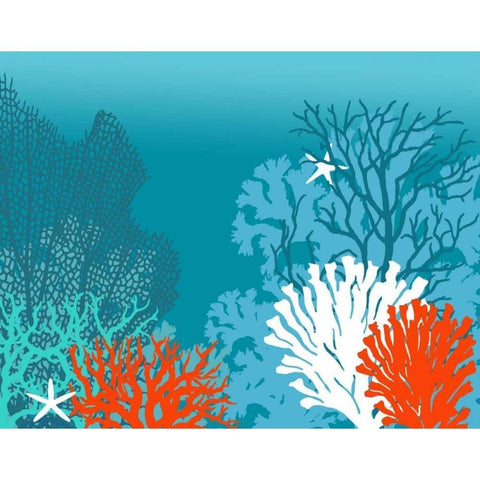 Underwater Coral Black Modern Wood Framed Art Print with Double Matting by Fab Funky