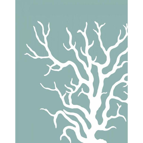 Corals White on Mist Blue Green a White Modern Wood Framed Art Print by Fab Funky