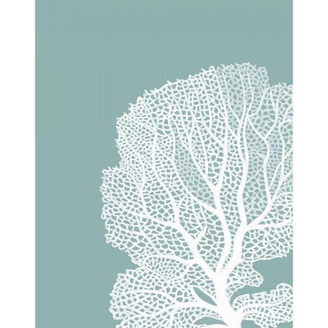 Corals White on Mist Blue Green b White Modern Wood Framed Art Print by Fab Funky