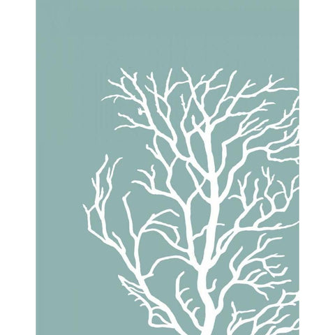 Corals White on Mist Blue Green c White Modern Wood Framed Art Print by Fab Funky