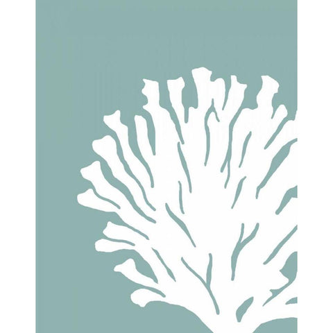 Corals White on Mist Blue Green d Black Modern Wood Framed Art Print with Double Matting by Fab Funky