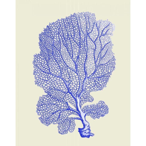 Blue Corals b White Modern Wood Framed Art Print by Fab Funky