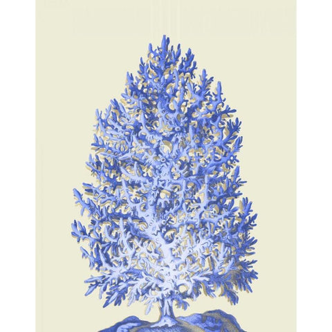 Blue Corals d White Modern Wood Framed Art Print by Fab Funky