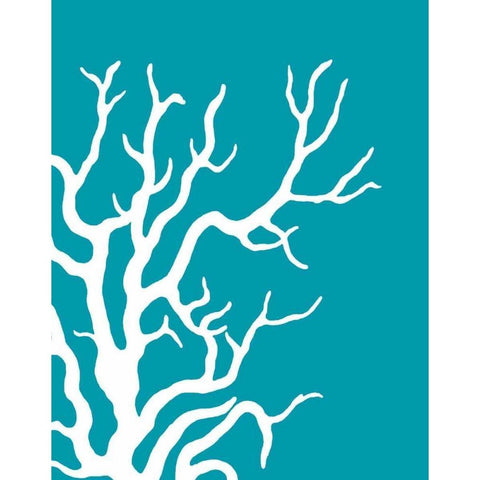 Turquoise Coral Prints b White Modern Wood Framed Art Print by Fab Funky