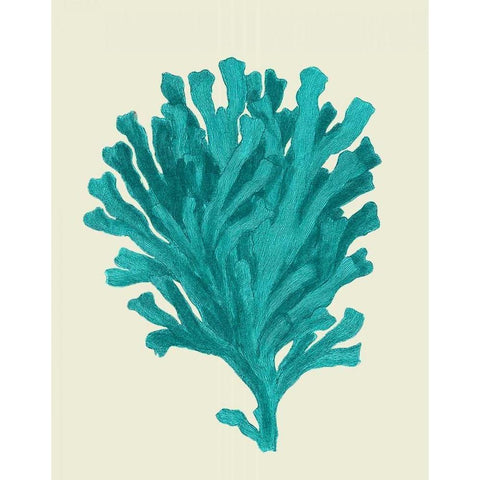 Corals Turquoise On Cream d White Modern Wood Framed Art Print by Fab Funky