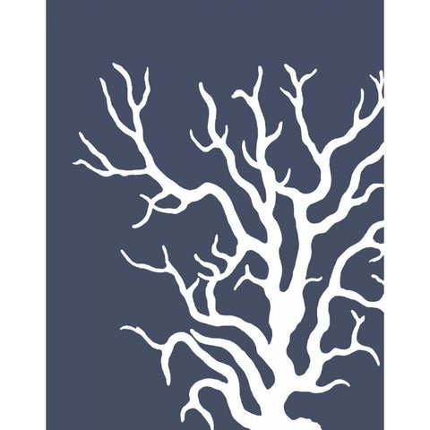 Corals White on Indigo Blue a Black Modern Wood Framed Art Print with Double Matting by Fab Funky