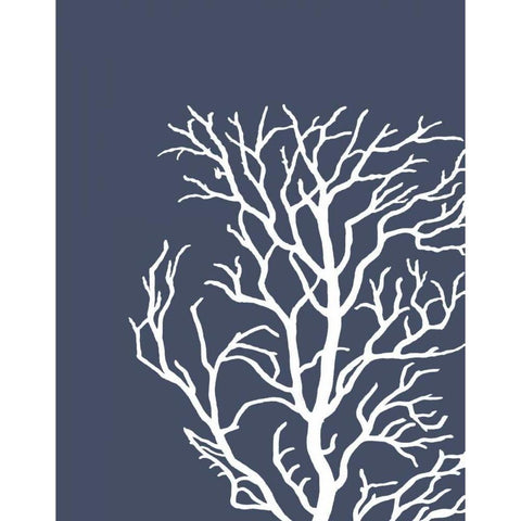 Corals White on Indigo Blue c Gold Ornate Wood Framed Art Print with Double Matting by Fab Funky