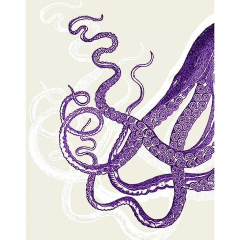 Octopus Tentacles Purple And White White Modern Wood Framed Art Print by Fab Funky