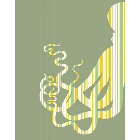 Octopus Striped on Green Gold Ornate Wood Framed Art Print with Double Matting by Fab Funky