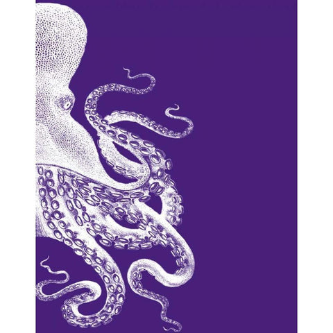 Octopus Purple and Cream b Black Modern Wood Framed Art Print with Double Matting by Fab Funky