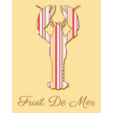 Fruit De Mer Lobster on Lemon Black Modern Wood Framed Art Print with Double Matting by Fab Funky