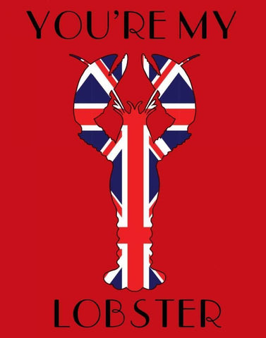 Union Jack Youre My Lobster Black Ornate Wood Framed Art Print with Double Matting by Fab Funky