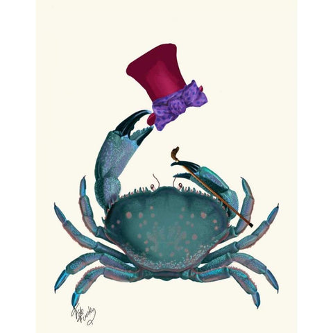 The Dandy Crab Black Modern Wood Framed Art Print with Double Matting by Fab Funky