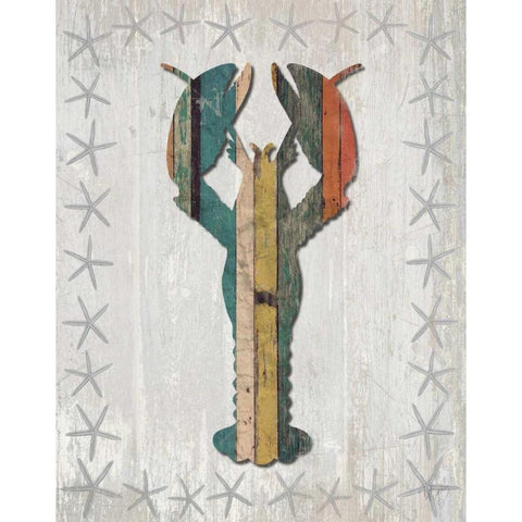 Distressed Wood Style Lobster 1 White Modern Wood Framed Art Print by Fab Funky