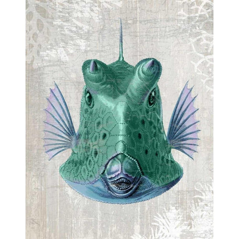 Cowfish White Modern Wood Framed Art Print by Fab Funky