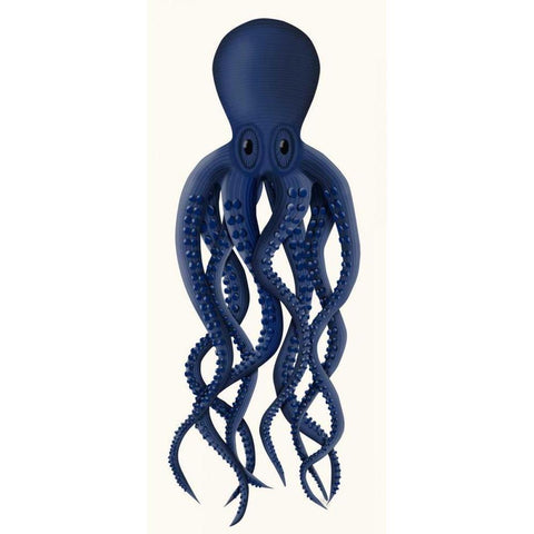 Giant Octopus Blue White Modern Wood Framed Art Print by Fab Funky