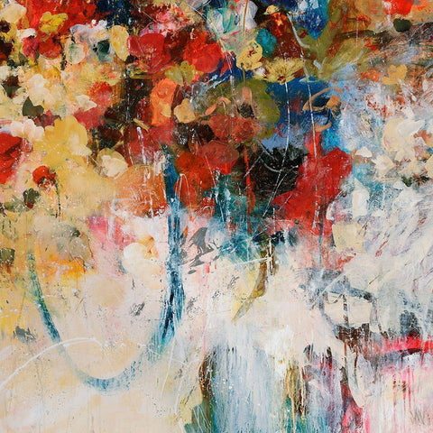 Bouquet Toss White Modern Wood Framed Art Print with Double Matting by Maas, Jodi