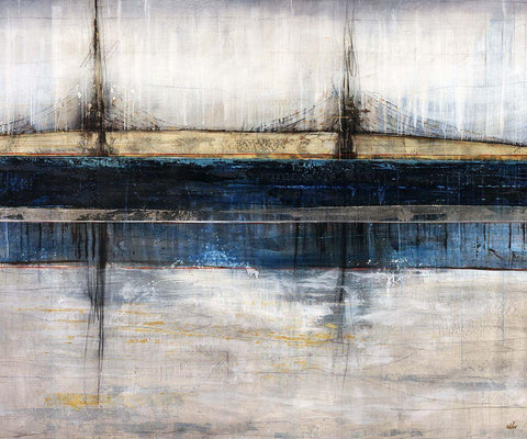 City Blue White Modern Wood Framed Art Print with Double Matting by Schicker, Joshua